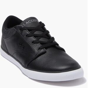 Lacoste Minzah Low-Profile Black Faux-Leather Sneakers